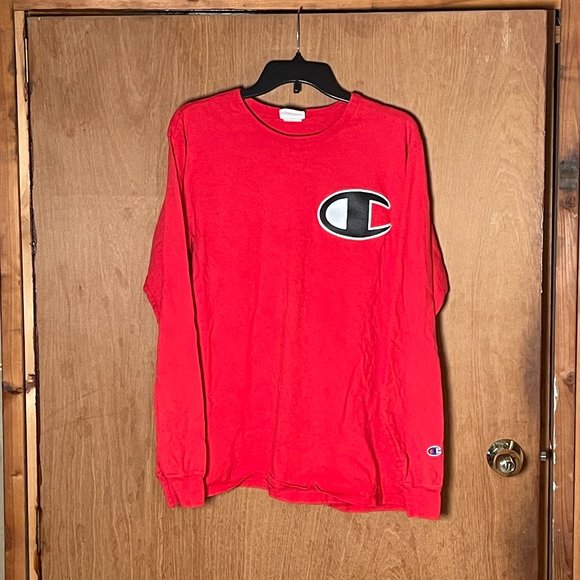 Champion Long-Sleeve Classic Shirt, Red in Large - Picture 1 of 3